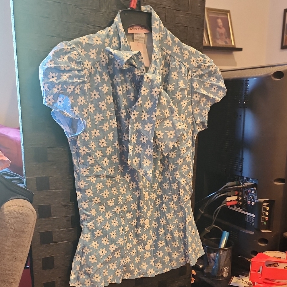 Heart Of Haute Blue Floral Blouse Size S